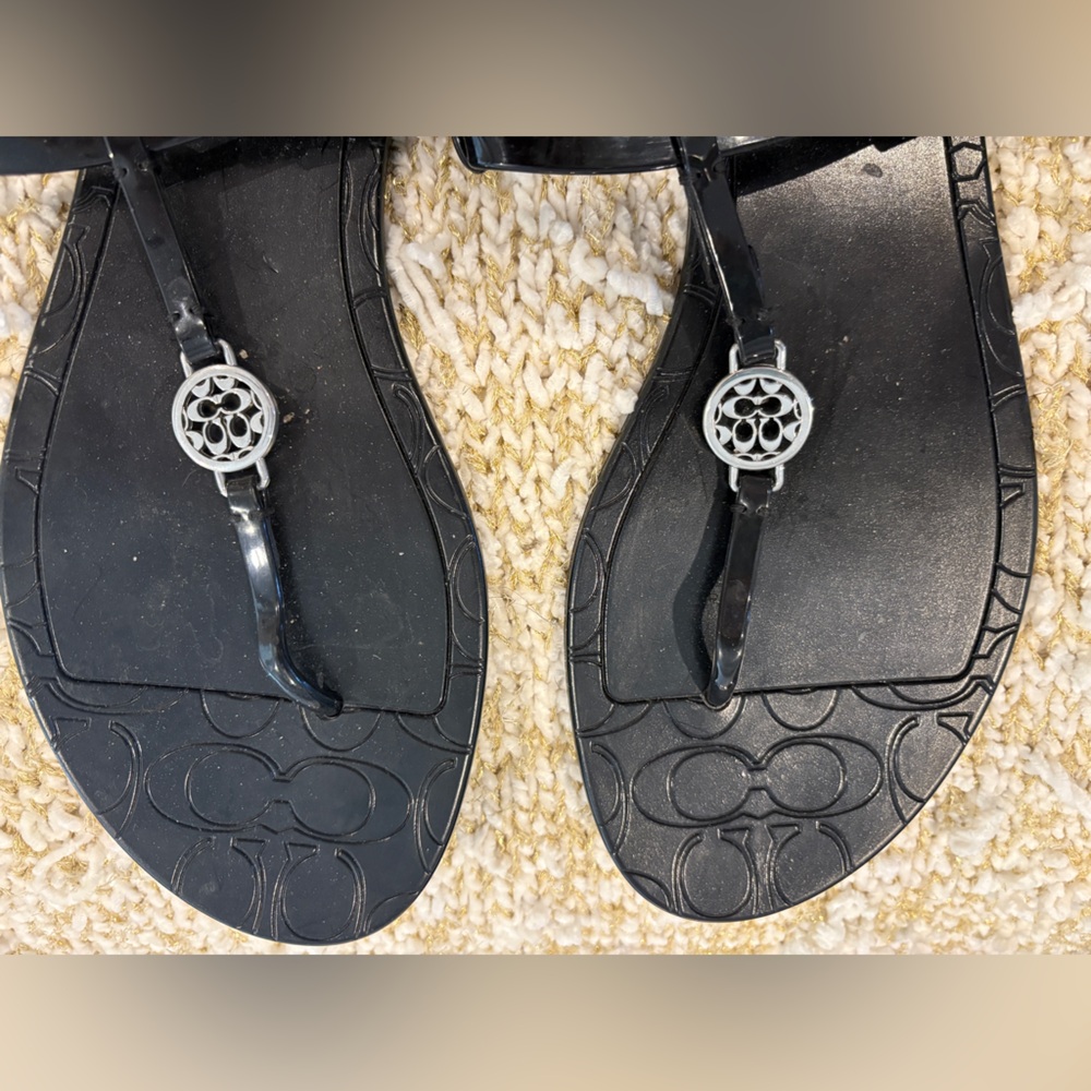 Coach Black Sandals with Silver Details - Picture 2 of 9